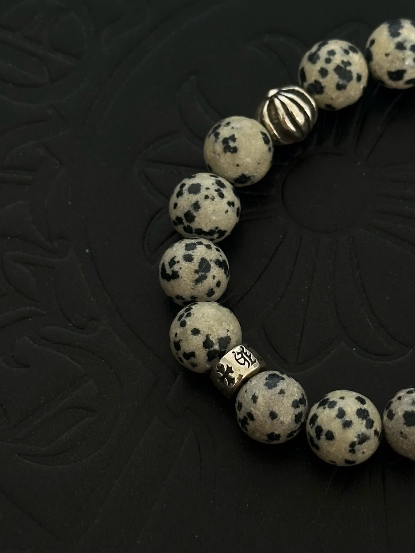 Chrome Hearts Beaded Bracelet with Silver and Blue Accents